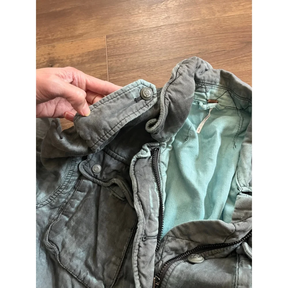 Free People double cloth jacket military drawstring M